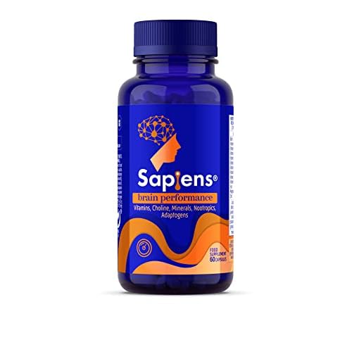 Multivitaminico Rendimiento Mental - Energía, Concentración, Memoria, Rendimiento intelectual, Gaming - 60 Cápsulas con Vitamina B, Vitamina C, Vitamina D, Ginkgo Biloba - Sapiens Brain Performance