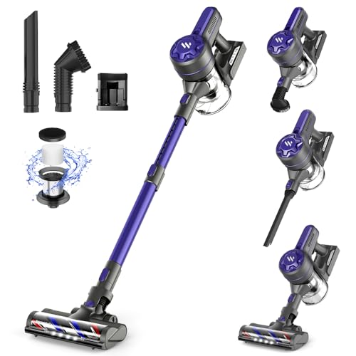 Vacuum Cleaner for Home, Cordless Vacuum Cleaner with 2200mAh Powerful Lithium Batterie, Up to 30 Minutes, Powerful Suction, Rechargeable, 4 in 1 Lightweight Vacuum for Hardwood Floor