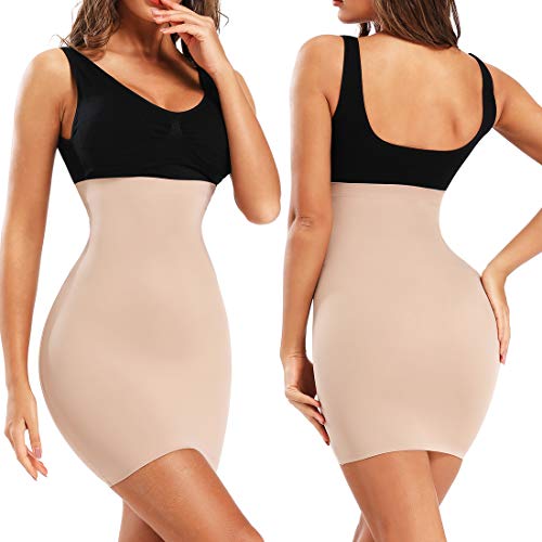 Joyshaper High Waist Half Slip Shapewear For Women Tummy Control Body Shaper Slip For Under Dresses Beige #TOP6