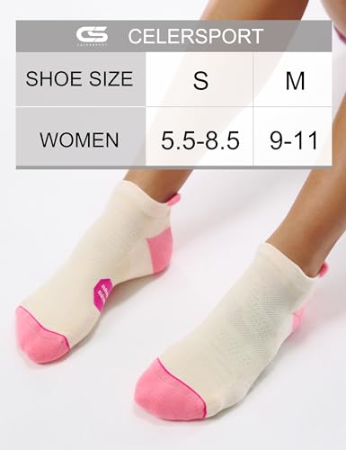 Image of CS CELERSPORT 6 Pack Women's Ankle Running Socks Cushioned Low Cut Tab Athletic Socks