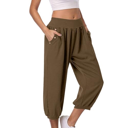 Pantalon capri léger de vacances élégant pour femme active en été