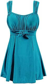 Wantdo Women's Cross Bow Solid Color One Piece Swimsuit Swimming Gray Blue 8-10