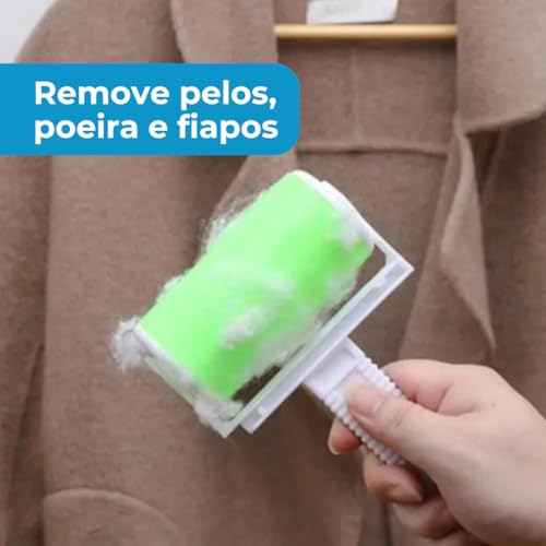 Rolo Removedor de Pelos Lavável e Reutilizável – Adesivo Silicone, Ideal para Roupas, Sofás, Tapetes