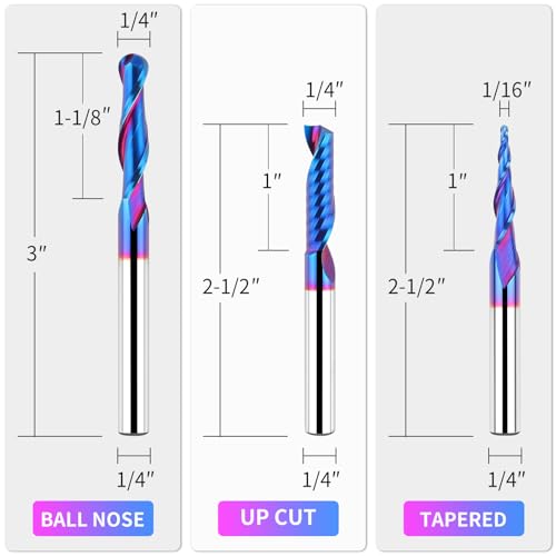 EANOSIC 9PCS Carbide CNC Router Bits Set 1/4 Inch Shank, Multiple Uses Router Bit for Woodworking Detail Carving Trimming V Groove Engraving Slotting Mortise - Thumbnail 4
