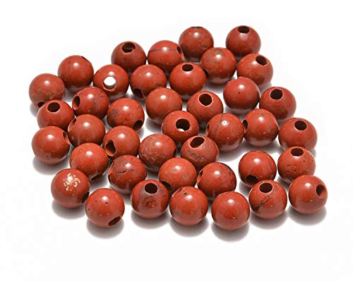 AD Beads Natural Gemstone 8mm Round Loose Beads Big Hole 2.5mm Sized 40pcs (Red Jasper)