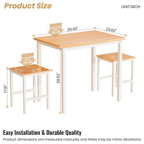 Recaceik 3 Piece Dining Table Set, Modern Bar Table Set W/ 2 Stools Kitchen Table Set For 2 Compact Design Kitchen Bar Table And Chairs For Dining Room, Living Room, Apartment, Small Space (Beige) #TOP6