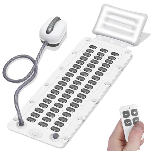 Crossing King Bubble Bath Mat Tub Spa Massager, Portable Spa Bubble Bath Massager with Upgraded Powerful Suction Cup, Electric Air Pump, Pillow and Remote Control for Relaxation 45 * 17in (Grey)