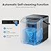 Sweetcrispy Countertop Ice Maker Machine, Portable Self-Cleaning Ice Machine with Ice Scoop, Basket and Handle, 9 Cubes in 6 Mins, 26.5lbs/24Hrs, 2 Sizes of Bullet Ice for Home Kitchen, Coal Black
