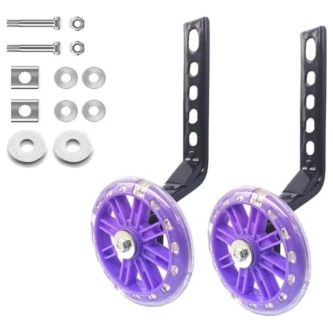 Mehome Flash Bike Training Wheels for 12 14 16 18 20 Inch.Training Wheels for Kids Bike is Heavy Duty.Bicycle Training Wheels is Suitable Single Speed Bike (Purple) Cover