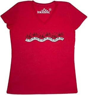 inktastic Musical Bicycles Women's V-Neck T-Shirt XX-Large True Red