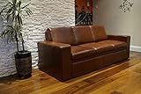 Quattro Meble Braunes Echtleder 3 Sitzer Sofa Atlanta FS Breite 200cm Ledersofa Echt Leder Couch große Farbauswahl !!!