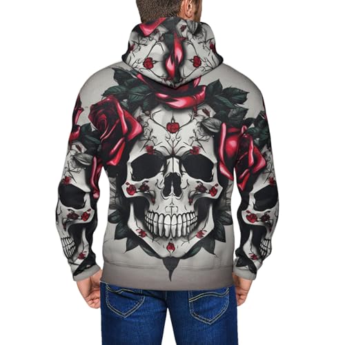 Sweat à capuche homme imprimé crâne pull décontracté doux manches longues