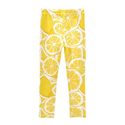 Lemon Yellow Girls Leggings Soft Stretch Workout Yoga Dance Pants for Kids Casual Tights2