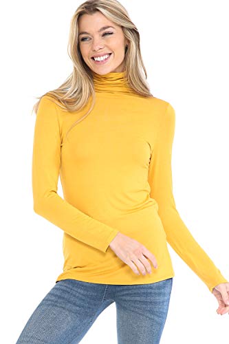 Image of Women's Lightweight Long Sleeve Turtleneck Top Pullover Sweater (S-3XL)