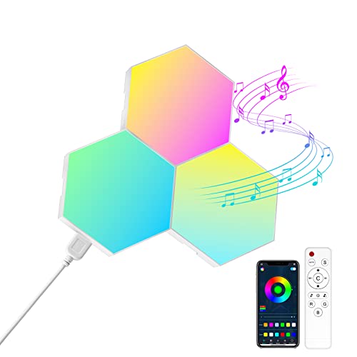 Hexagon LED Panel - RGB Smart LED Panel Lights Sechseck Wandleuchten Gaming Wand Licht Musik Sync - 3 Pack Lichtpanels Gaming Stimmungslichter Deko