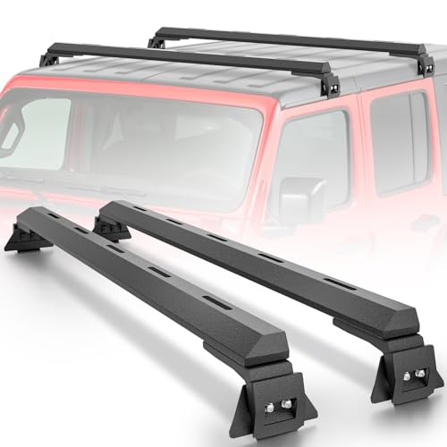 PRYNTO Maximum 410 lb. Weight Capacity Roof Rack Cross Member Compatible Wrangler JL JK 2007-2024, Gladiator JT, Cherokee XJ 1984-2001 Reduced Wind Resistance Design