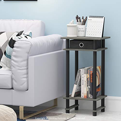 Furinno-Turn-N-Tube-Tall-End-Table-French-Oak-GreyBlackBlack