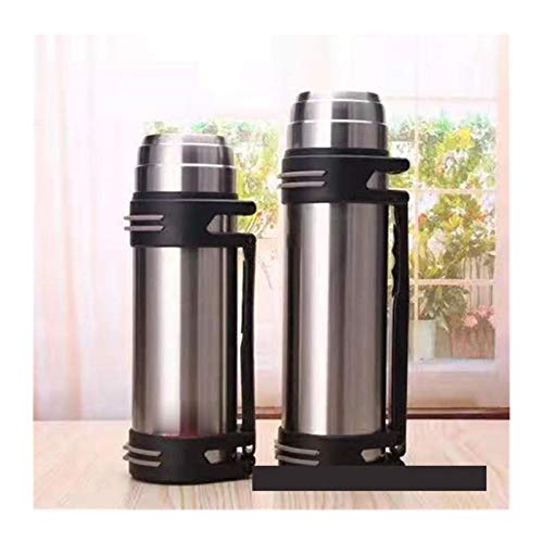 Botella de café de alta capacidad de 1,2 l/1,5 l/2 l al aire libre, senderismo, esquí, agua, café, taza de doble pared con aislamiento térmico (capacidad: 1200 ml, color: acero inoxidable) (acero
