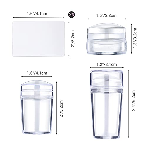 Noverlife 3Pcs Nail Art Stamper Kit, 3 Size Clear Silicone Nail Stampers With Scraper Cards, Manicure Jelly Stampers For Nail Polish Stamping Transfer Diy Nail Design Decor #TOP6