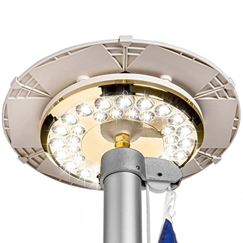 Deneve Flag Pole Light Solar Powered - 40 Hours Solar LED Light at Night - Suits Flag Poles for Outside - Solar Daisy (TM) Gold