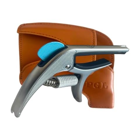 PGL Adjustable Tension Capo for Acoustic and Electric Guitars - Textured Ergonomic Grip, Quality Case, One Handed, Zinc, Buzz Free, Bridge Pin Puller, Pick Holder, Textured Pick. SILVER Cover