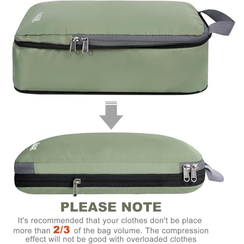 Image of BAGAIL 4 Set /6 Set /8 Set Compression Packing Cubes Travel Accessories Expandable Packing Organizers (Cloth Pattern, 4-Matcha Green)