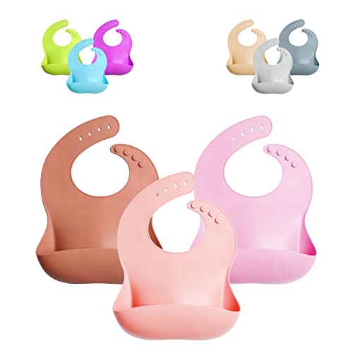Image of GODR7OY Silicone Baby Bib, BPA Free Waterproof Bibs, Soft Durable Adjustable 3PCS Silicone Bibs for Babies & Toddlers