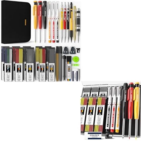 STAGEEK 34 Pack Carpenter Pencil Set + 15 Pack Carpenter Pencil Set Cover