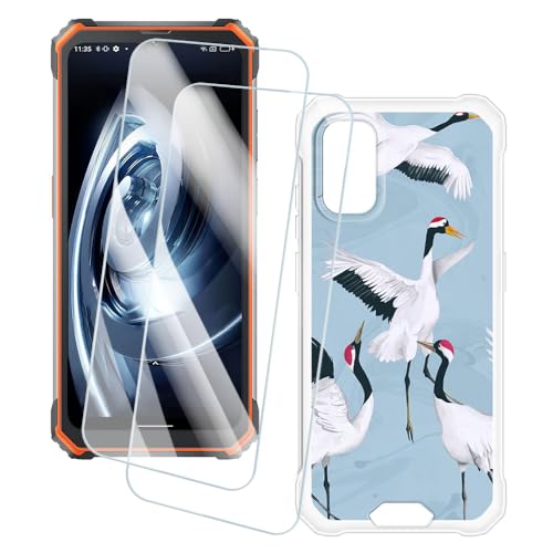 OAGELIM 2�Z�b�g �X�N���[���v���e�N�^�[ + �P�[�X Blackview BV7100 (6.58 �C���`) �Ƃ̌݊������� �A�[�e�B�X�e�B�b�N�J�X�^���v�����g�J�o�[�Ƌ����K���X�t�B���� �X�N���b�`�h�~ (��)