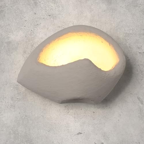 PANLAVIE Modern Wall Sconce Plug in, Indoor Wall Light Fixture, Retro Industrial Cement Stone Style Wall Mounted Lamp for Living Room Bedroom Restaurant Vanity Hallway Stairs, Bulb Included