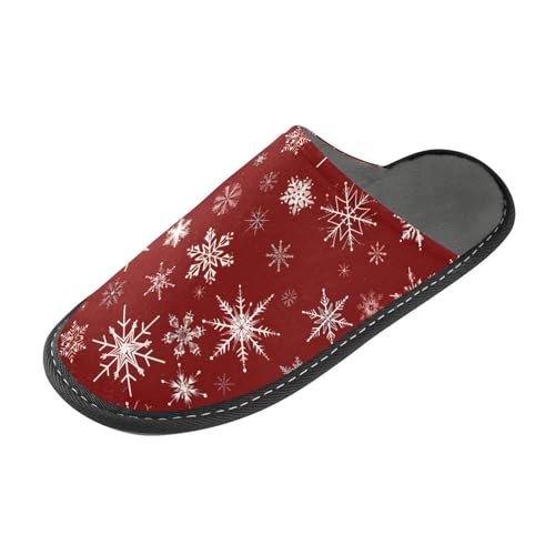 Slippers for Women Graphic Snowflakes Red Pattern Soft Winter Warm Shoes Indoor Outdoor Non-Slip House Travel Slippers2