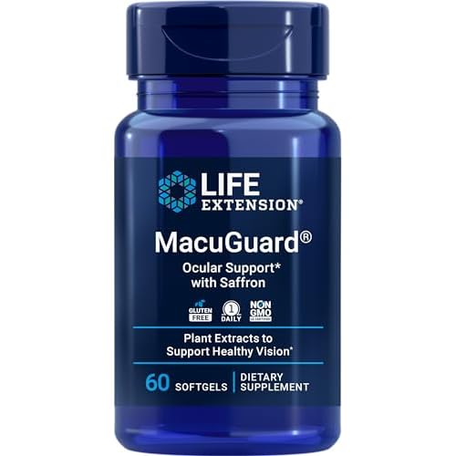 Life Extension MacuGuard Ocular Support with Saffron – Eye Health Supplement for Healthy Vision – with Lutein, Meso-zeaxanthin, zeaxanthin, Saffron – Gluten-Free, Non-GMO – 60 softgels