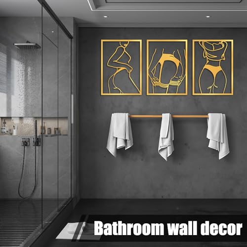 powercarried 3 PCS Gold Wall Art Décor, Minimalist Single Line Art Wall Décor, Real Metal Wall Art, Woman's Body Shape Abstract Wall Art (Gold Classic Style, Size 16 x 12'') — view 3