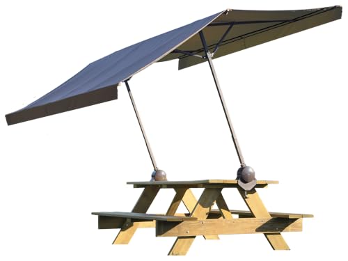 ShadeLogic Quick Clamp Canopy Tilt Mount, Portable Clamp-On Sun Shade with Adjustable Height, 20° Tilt & 360° Rotating Clamps, UV-Resistant Water-Repellent Canopy Cover, Tan