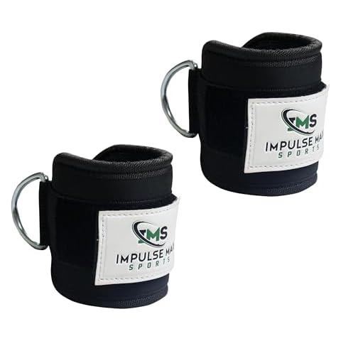 Impulse Max Sports Adjustable D-Ring Ankle Straps for Cable Machines | Neoprene Cuffs, Abs & Glute Workouts | Hip Abductor Exercises for Gym & Home Fitness Cover