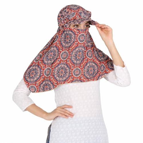 Image of Scarf Face Cover Cap Mask Sun Protection Head Hair Face Wrap Bandana Stole For Girls and Women