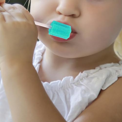 250 Stück Mundpflegestäbchen, Einweg Mundpflege Schwamm Tupfer, Mundpflege Mundhygieneschwamm, Geschmack neutral, Sterile Tupfer für die Mundhygiene in Zahnarztpraxen (Grün)