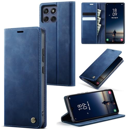 owlhold Handyhülle Motorola Edge 60 Fusion hülle Edge 60 flip case Premium PU Lederhülle RFID Faltbare Handytasche Schutzhülle Kartenfach Standfunktion hülle Motorola Edge 60 Fusion/Edge 60 -Blau