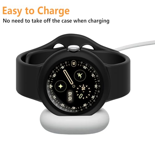 Hianjoo 5-PCS Case Compatible with Google Pixel Watch 4 41mm (2025), 【Charge with Case On】 PC Plated Full Coverage Screen Protector Screen Bumper Cover by Hianjoo - Image 2