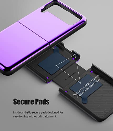 Goospery Luster Case Compatible With Galaxy Z Flip 3 With Hinge Coverage, Dual Layered One-Piece Construction Luxurious Glossy Finish Tpu Bumper & Hard Pc Back Cover (Metallic Purple) #TOP3