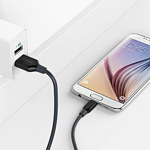 Anker Powerline Micro USB - Charging Cable, with Aramid Fiber and 5000+ Bend Lifespan for Samsung, Nexus, LG, Motorola, Android Smartphones and More (Black, 6ft)