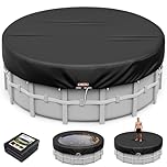 LXKCKJ 8 Ft Round Pool Cover, Solar Covers for Above Ground Pools, Inground Pool Cover Protector with Drawstring Design Increase Stability, Hot Tub Cover Ideal for Waterproof and Dustproof (Black)