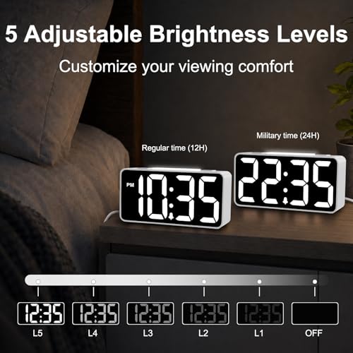 Image of DreamSky Small Digital Alarm Clock with Night Light for Kids Bedroom | RGB Desk Clock with Large Numbers for Teens Boys, Brightness Dimmer, Adjustable Alarm Volume, USB Port, USB-C Adapter Powered