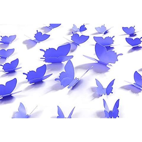 36PCS Butterfly Wall Decals - 3D Butterflies Wall Stickers Removable Mural Decor Wall Stickers Decals Wall Decor Home Decor Kids Room Bedroom Decor Living Room Decor (Purple Blue) Cover