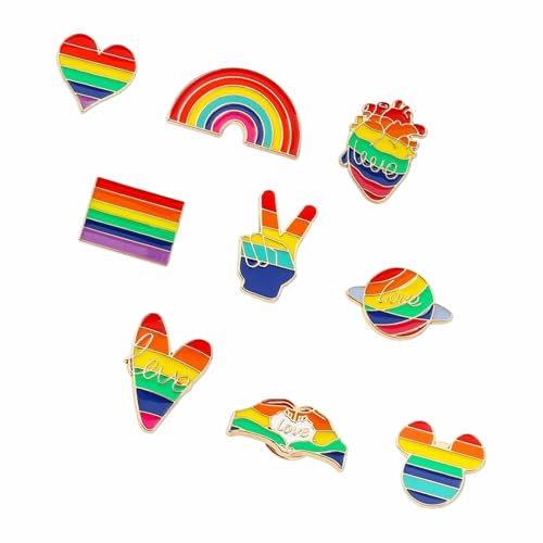 9 Pièces Broche Arc en Ciel Broche Arc-en-Ciel de Fierté LGBT | Rainbow Broche Émail Kit pour Vêtements Chemises Sac à Dos Décoration DIY