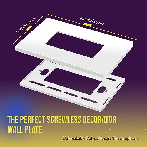 ENERLITES Screwless Decorator Wall Plates Child Safe Outlet Covers, Size 1-Gang 4.68" H x 2.93” L, Unbreakable Polycarbonate Thermoplastic, SI8831-W-40PCS, Glossy, White (40 Pack) by ENERLITES - Image 2