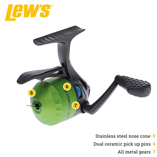 Lew's Mr. Crappie Thunder Underspin Reel and Fishing Rod Combo, 4-Foot 6-Inch 2-Piece Graphite Blank, Right or Left-Hand Retrieve, Crappie Thunder Green