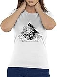 Manga: corta Abstracto Cósmico Torre Naturaleza Psicodélico Arte Gráfico Cuello Redondo Algodón Mujer Camiseta Blanco, blanco, XXL