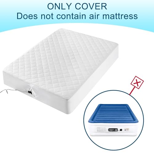 Full Air Bed Mattress Pad with 15-24 Inch Deep Pockets - Waterproof Protector for Warm Sleep & Cold Air Insulation,Perfect for Camping, Guest Bed, Pets & Overnight Visitors-White by Antranfour - Image 6