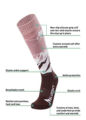 Merino Wool Ski Socks / Hiking Socks For Men&Women, Sportsman (Purple Red Medium) #TOP4